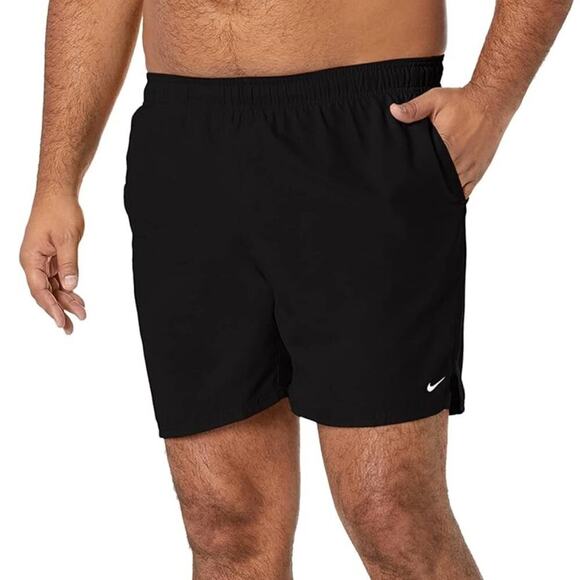 Nike Men's Swim Shorts 7" Volley Shorts Swim Trunks Black Size L - Picture 1 of 2